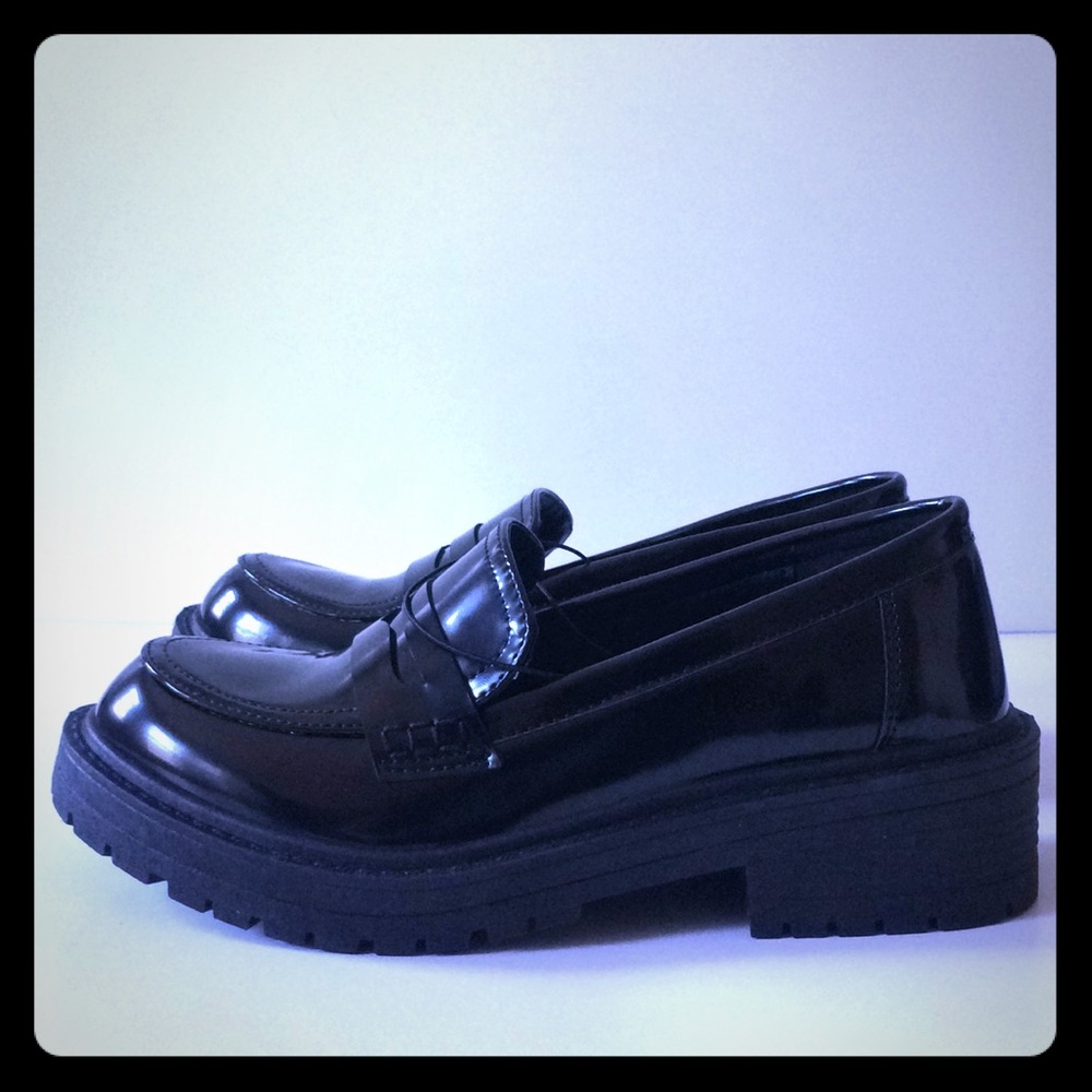 Madden girl patent platform black chunky l…